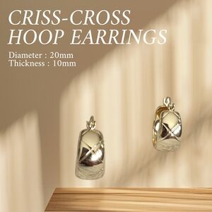 Gold and Silver Criss-Cross Hoop Earrings
